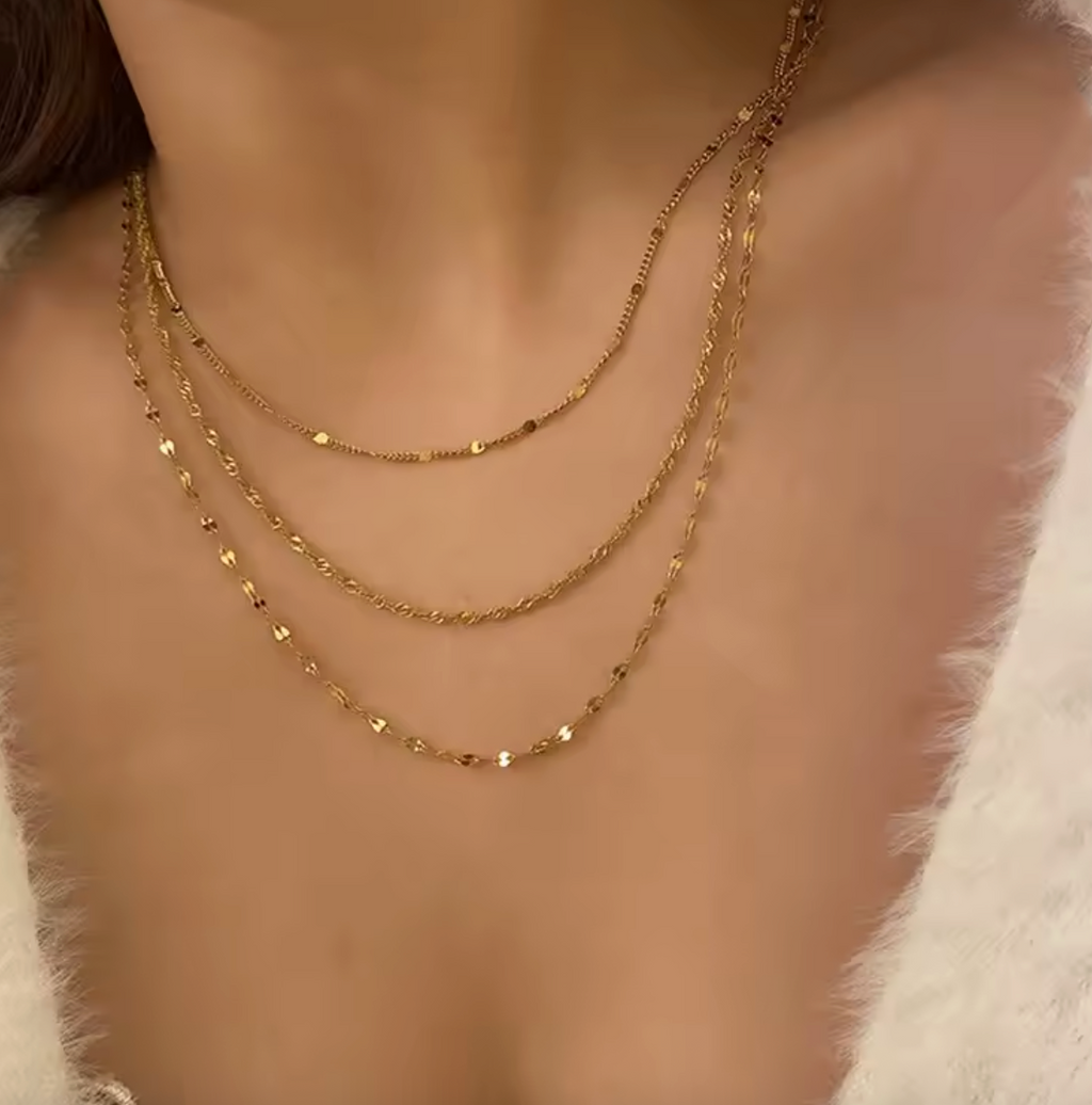 925 Sterling Silver Three-Layer Necklace