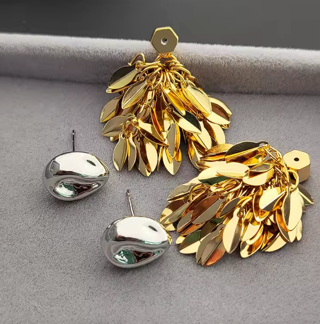 Vintage Tassel Geometric Stud Earrings