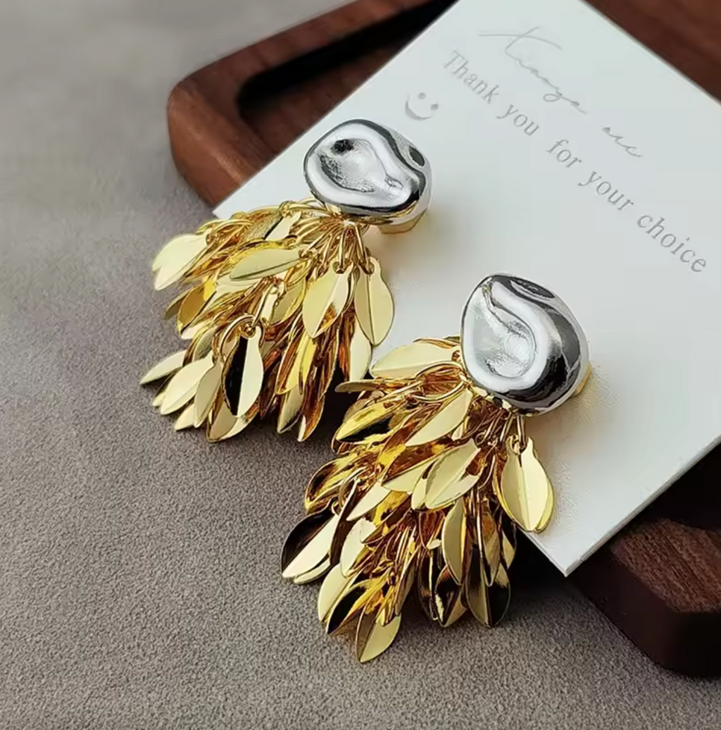 Vintage Tassel Geometric Stud Earrings