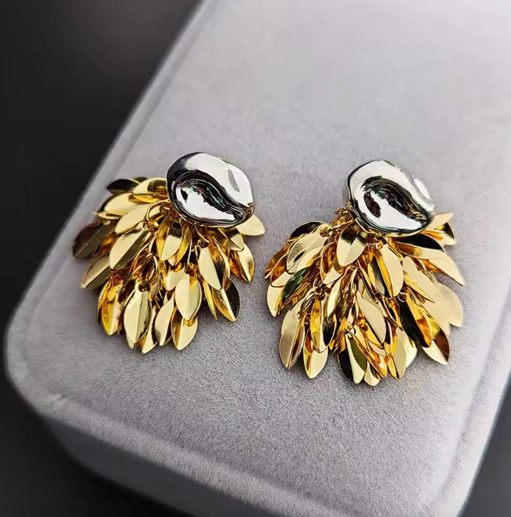 Vintage Tassel Geometric Stud Earrings