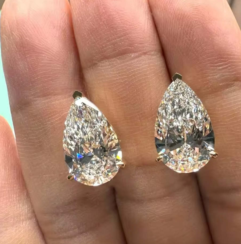 Certified Pear Cut Moissanite Stud Earrings