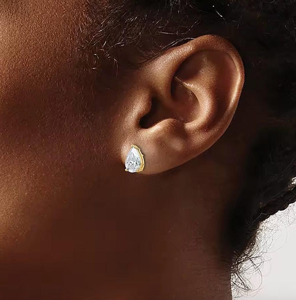 Certified Pear Cut Moissanite Stud Earrings