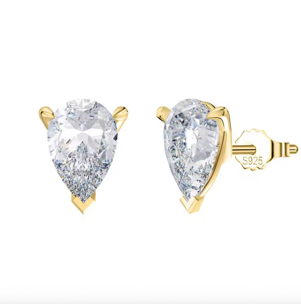 Certified Pear Cut Moissanite Stud Earrings