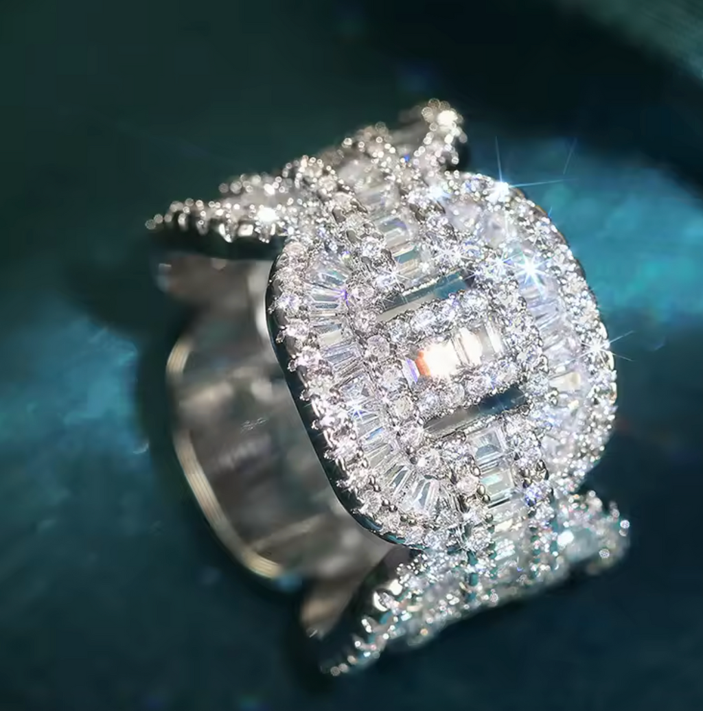 Cubic Zirconia Chain-Link Ring