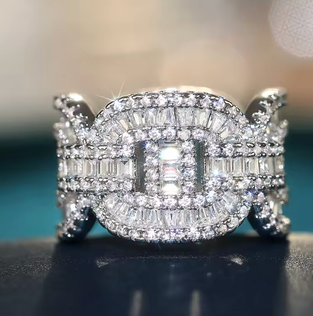 Cubic Zirconia Chain-Link Ring