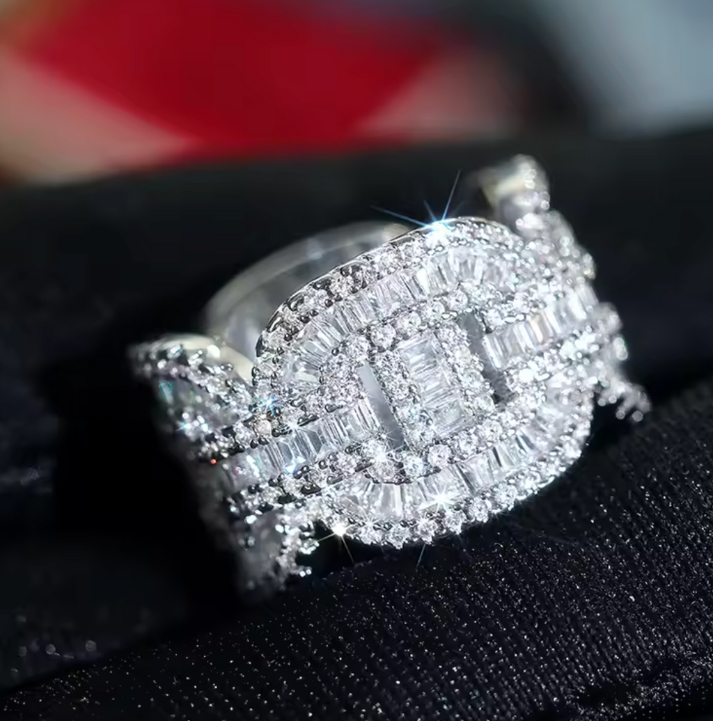 Cubic Zirconia Chain-Link Ring
