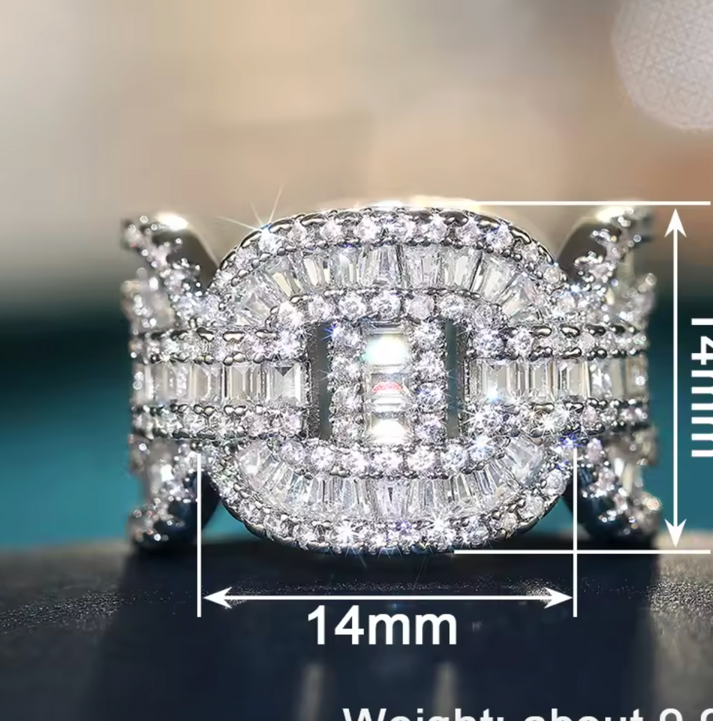 Cubic Zirconia Chain-Link Ring