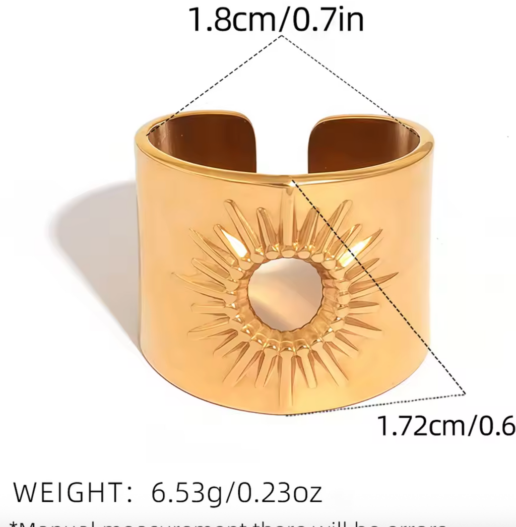 Exquisite Hollow Sun Stainless Steel Ring