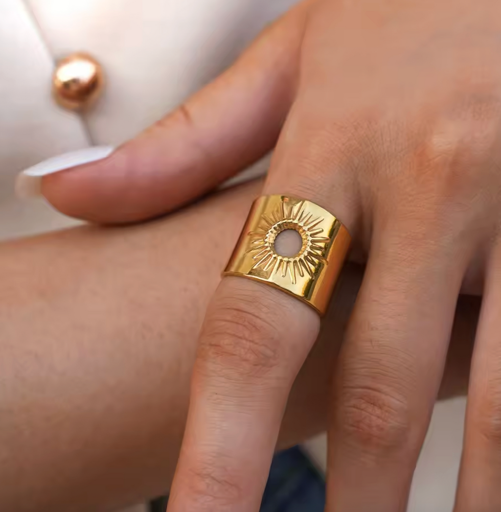 Exquisite Hollow Sun Stainless Steel Ring