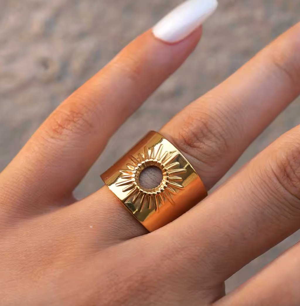Exquisite Hollow Sun Stainless Steel Ring
