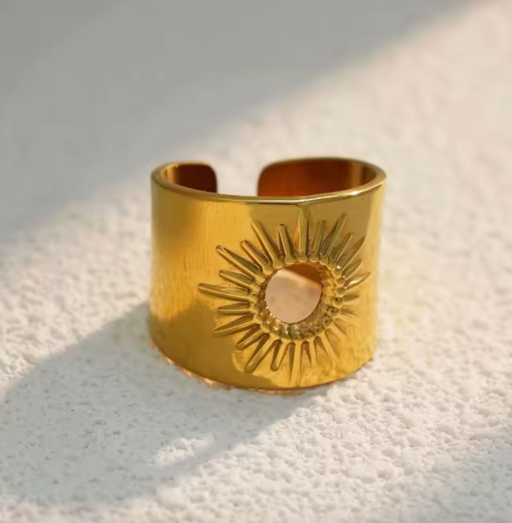 Exquisite Hollow Sun Stainless Steel Ring
