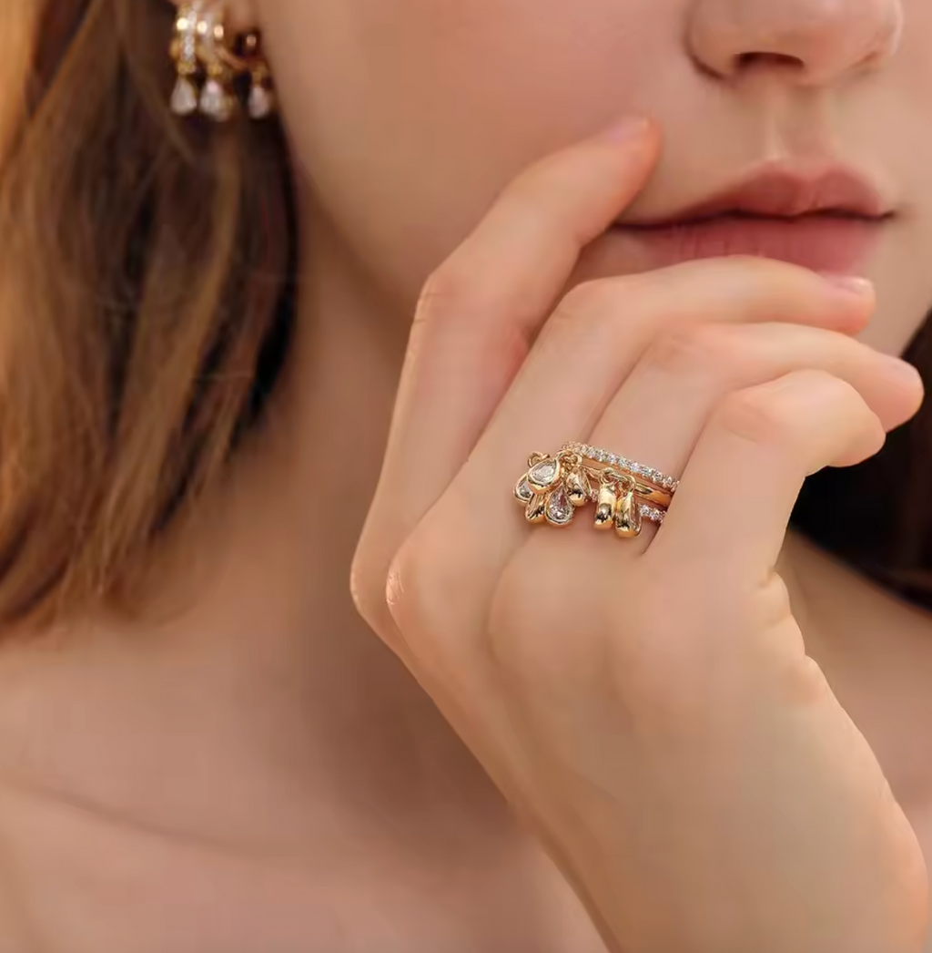Tassel Water Drop Zircon Ring