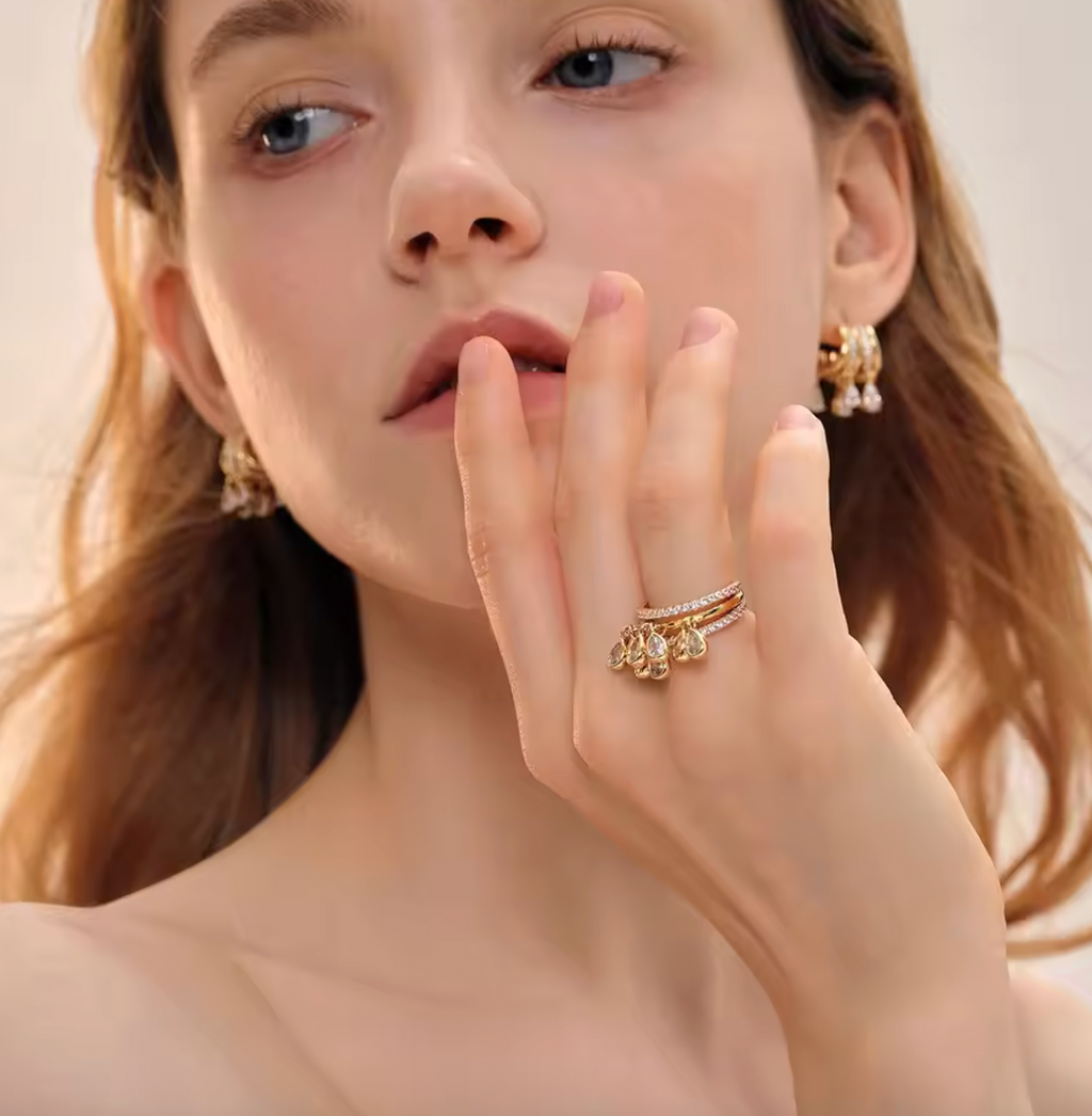 Tassel Water Drop Zircon Ring