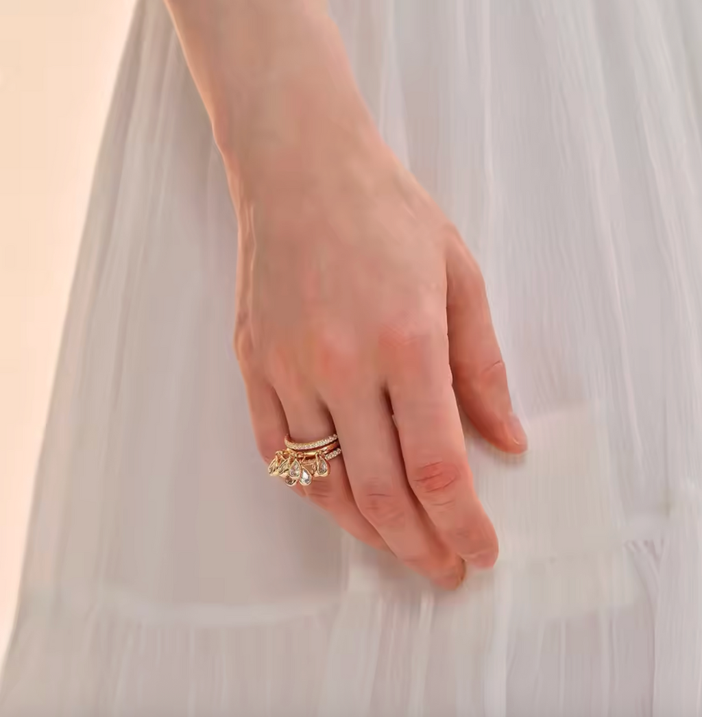 Tassel Water Drop Zircon Ring