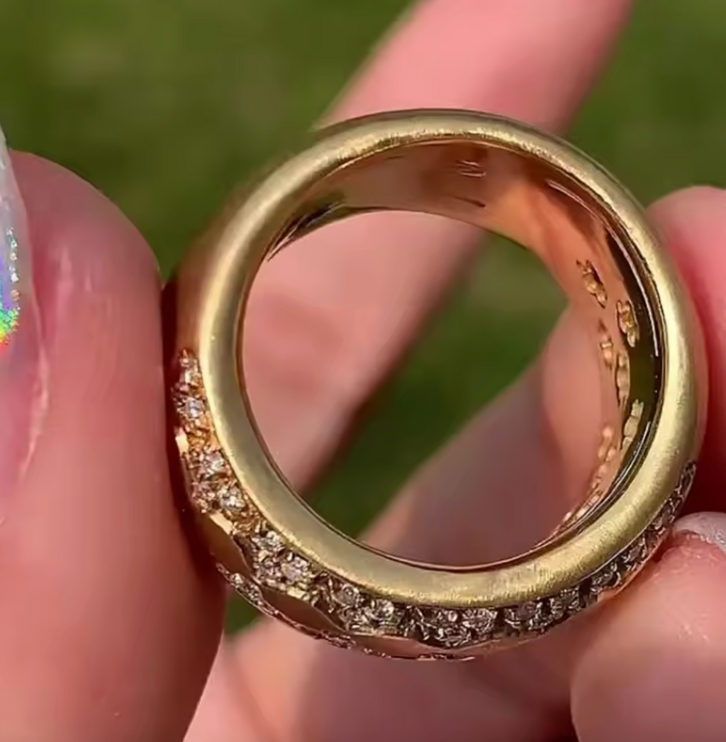 Italian Retro Four-Leaf Clover Zircon Ring